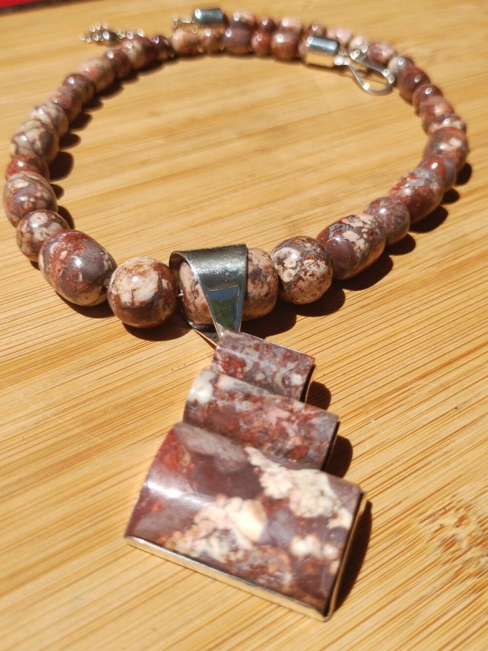 Jay King DTR mine finds Jasper necklace large pendant 925 Sterling Silver  Very